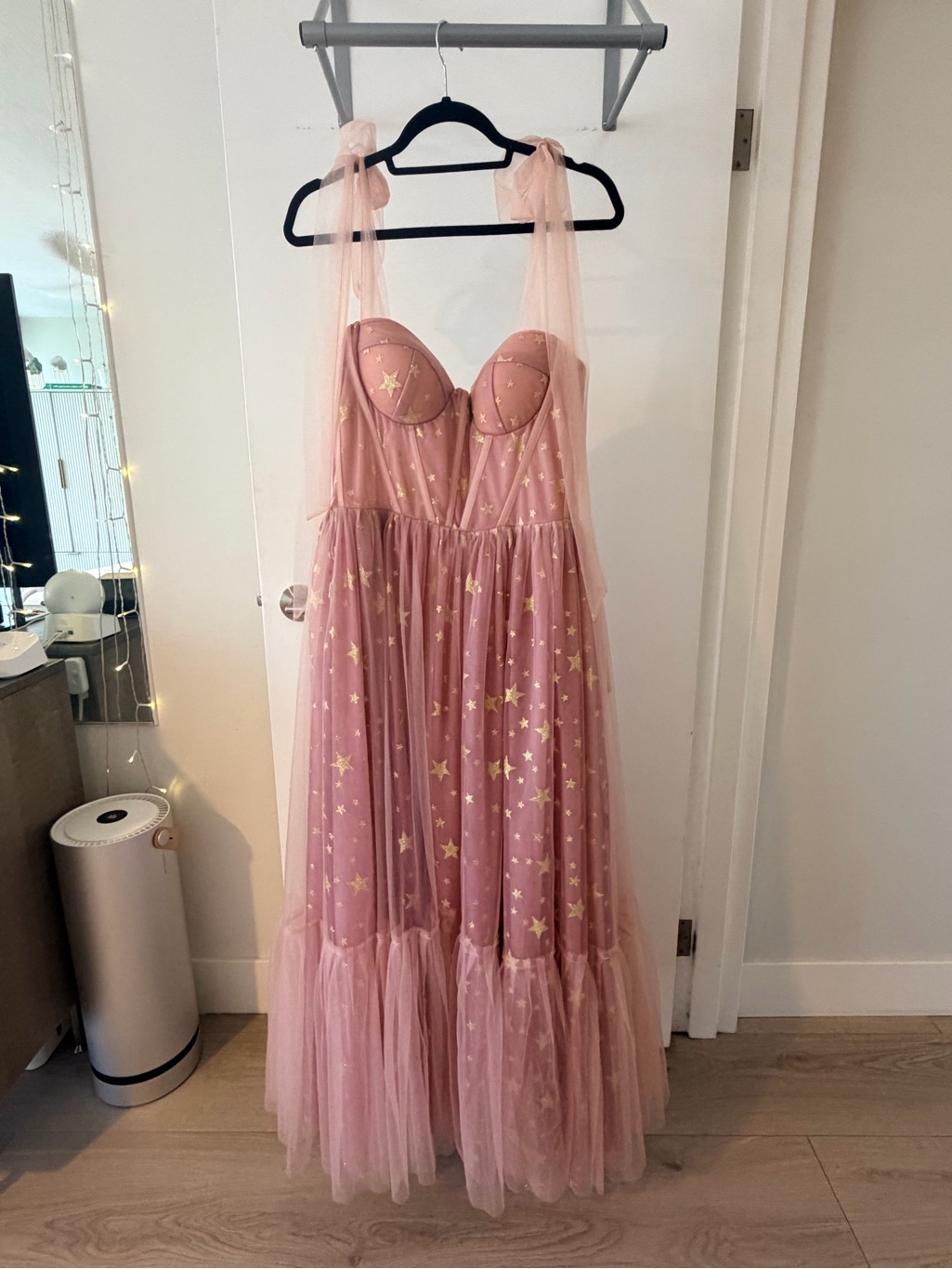 Dusty Rose Star-Embellished Tulle Maxi Dress Teuta Matoshi — image 4 of 8